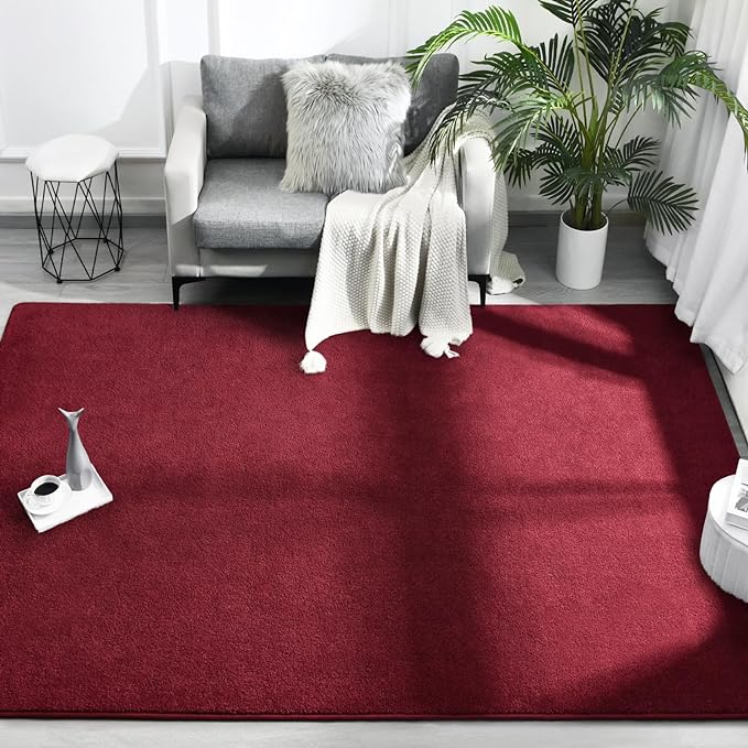 Area Rugs for Bedroom Living Room, 5x8 Rose Red Super Soft Comfy Thickened Memory-Foam Indoor Carpets, Modern Aesthetic Minimalist Carpet for Boys Girls Adults Apartment Nursery Home Décor