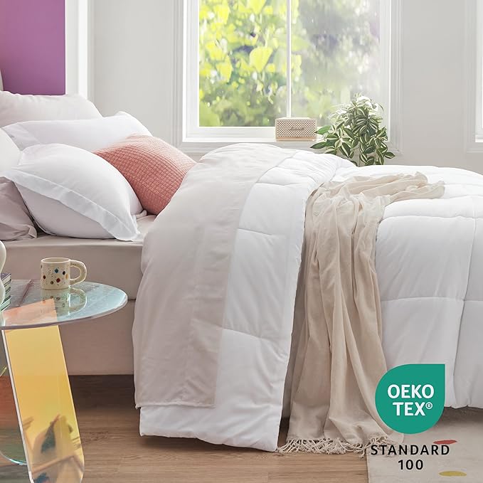 Bedsure White Twin Comforter Set - 5 Pieces Solid Twin Bed in a Bag, Twin Bed Set White with Comforters, Sheets, Pillowcase & Sham