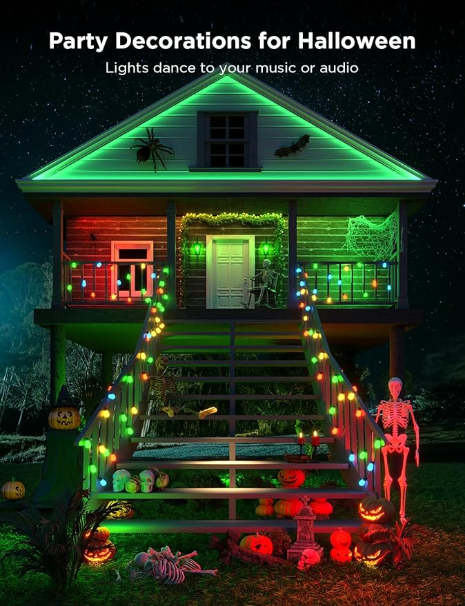 Govee Smart Outdoor String Lights H7020, RGBIC Warm White 48ft LED Bulbs for Halloween Decorations, Christmas, WiFi Patio Lights Work with Alexa, Google Assistant, APP Control, IP65 Waterproof