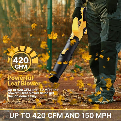 Leaf Blower, 21V Electric Cordless Leaf Blower, 2 X 2.0Ah Batteries and Charger Included, Lightweight Leaf Blower for Patio Cleaning, Lawn Care, Blowing Leaves and Dust, etc.