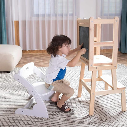 HOUCHCIS Toddler Chair, Wooden Toddler Chair for Kids, Adjustable Kids Chairs for Toddlers, Toddler Chairs and Small Chair, Kids Chair (White)