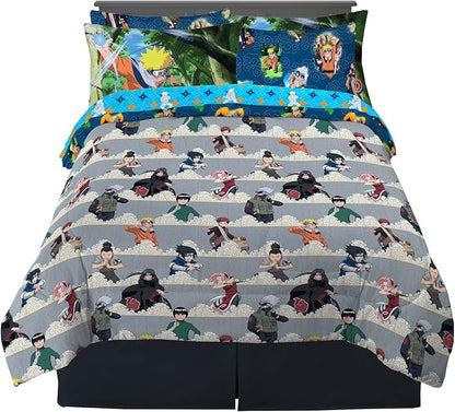 Naruto Anime Bedding Super Soft Comforter and Sheet Set with Sham, 7 Piece Full Size, By Franco