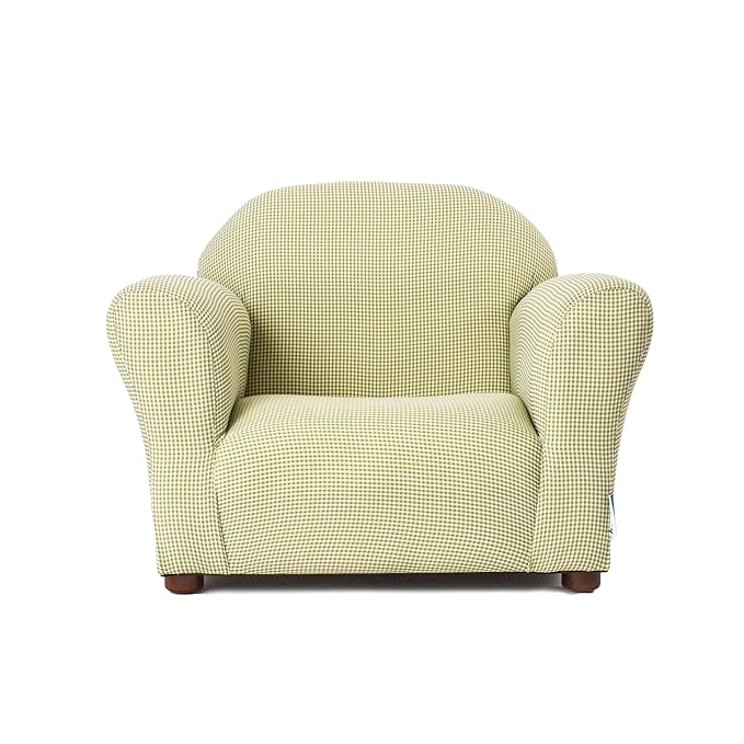 KEET Roundy Kid's Chair, Gingham Chair Only, Wood,Green