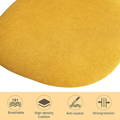 FurnitureR Kids Desk Chair, Small Adjustable Swivel Computer Task Chair with Plastic Backrest and Padded Seat Cushion, Fabric Armless Cute Rolling Child Office Chairs Study Chair, Yellow
