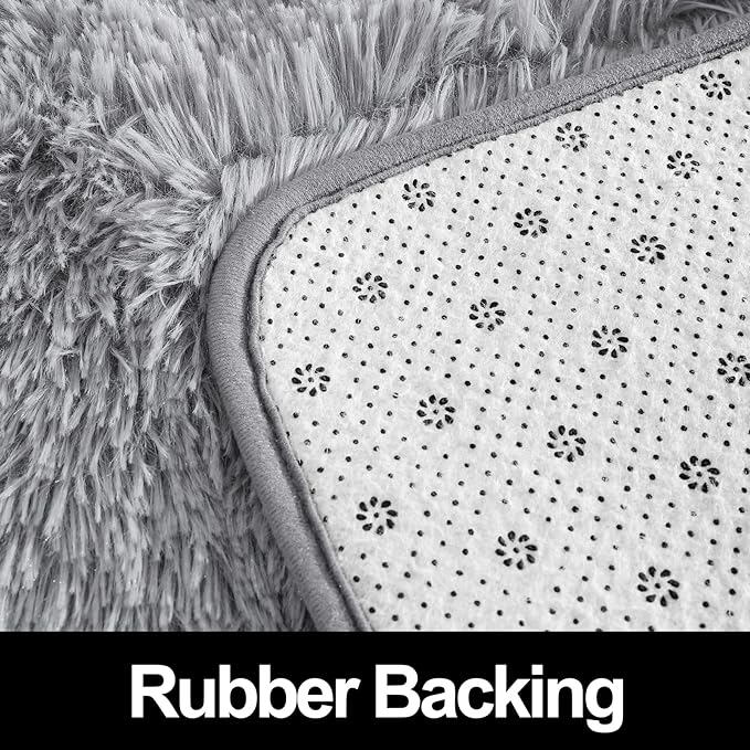 Super Soft Fluffy Shaggy Rugs 4x5.9 Feet for Living Room Bedroom, Fuzzy Plush Area Rugs for Girls Kids Room Nursery Home Decor, Furry Dorm Throw Rug Cute Non-Slip Indoor Floor Carpet, Grey
