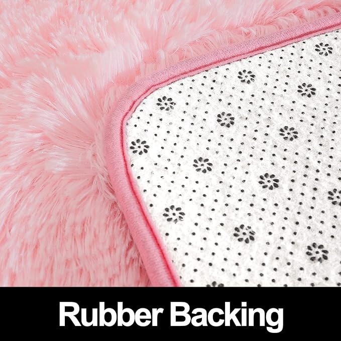Super Soft Fluffy Shaggy Rugs 5x8 Feet for Living Room Bedroom, Fuzzy Plush Area Rugs for Girls Kids Room Nursery Home Decor, Furry Dorm Rug Cute Non-Slip Indoor Floor Carpet, Baby Pink