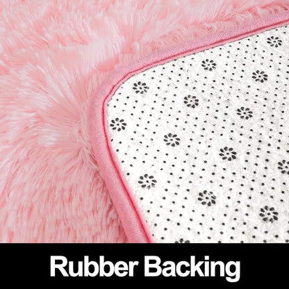 Super Soft Fluffy Shaggy Rugs 5x8 Feet for Living Room Bedroom, Fuzzy Plush Area Rugs for Girls Kids Room Nursery Home Decor, Furry Dorm Rug Cute Non-Slip Indoor Floor Carpet, Baby Pink