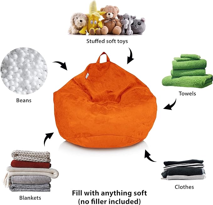 Bean Bag Stuffed Animal Storage Or Cover | No Filler | Extra Large | for Adults Or Kids | Double Stitched | Durable Zipper | Premium Microsuede