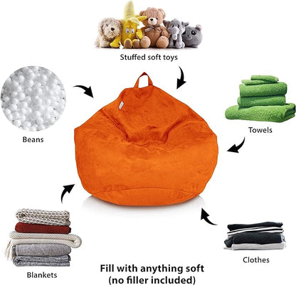 Bean Bag Stuffed Animal Storage Or Cover | No Filler | Extra Large | for Adults Or Kids | Double Stitched | Durable Zipper | Premium Microsuede