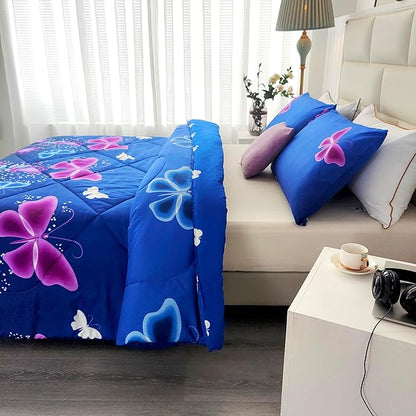 SDY 3PCS Butterfly Comforter Set Queen, Butterfly Bedroom Decor Quilt Bedding Bed in a Bag, Floral Quilts Queen Size for Girls, Kids, Toddler, Children, Teenage, Baby, Women…
