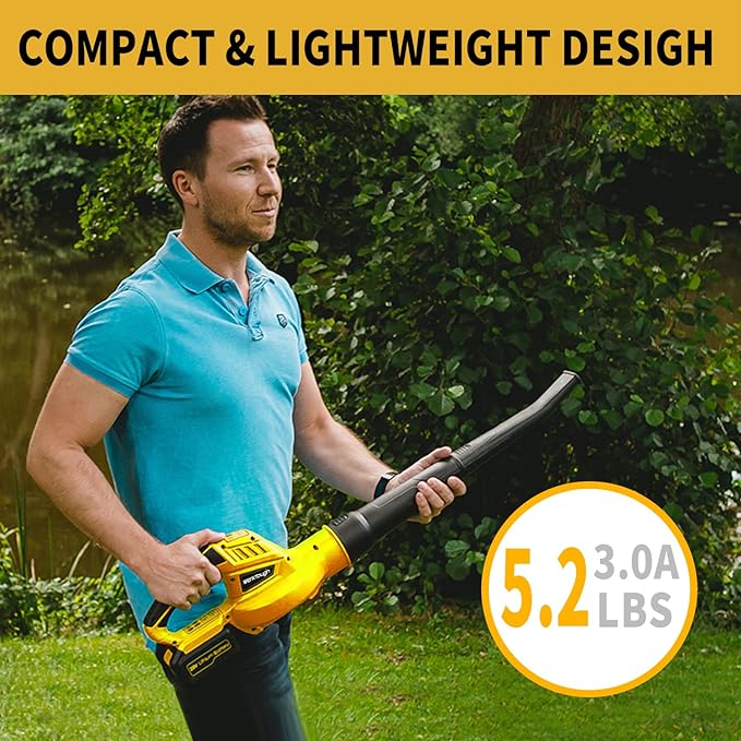 20V Cordless Leaf Blower with Battery Fast Charger Leaf Blower Sweeper (yellow 3.0A)