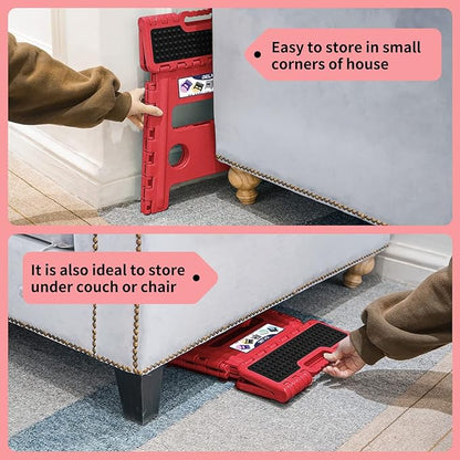 Delxo Folding Step Stool,Non-Slip Stool 13 inch Height Premium Heavy Duty Foldable Stool for Kids and Adults,Kitchen Garden Bathroom Stepping Stool 1 Pack in Red,2021 Upgrade Dotted Texture