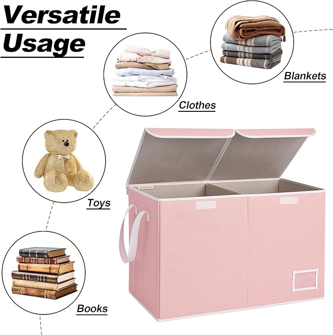 StorageWorks Toy Storage Organizer with Flip-Top Lids, Toy Bins for Living Room, Nursery Room, Playroom, Large Toy Box for Kids, Pink, 24 ¾"L x 13" W x 16" H