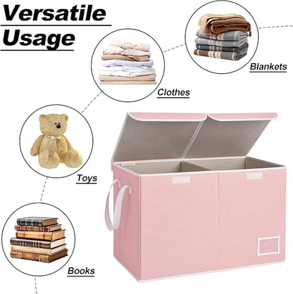 StorageWorks Toy Storage Organizer with Flip-Top Lids, Toy Bins for Living Room, Nursery Room, Playroom, Large Toy Box for Kids, Pink, 24 ¾"L x 13" W x 16" H