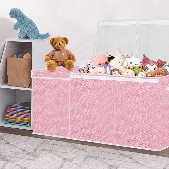 Toy Storage for Girls - Extra Large Kids Toy Box Chest,Collapsible Toy Organizers and Storage for Nursery,Playroom,Office 35.8"x12.6"x16"(Pink)