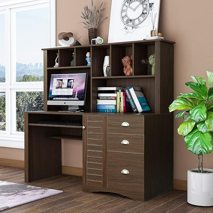 NicBex Laik-DW-00017-DX Desks, 59.06" W x 23.62" D x 57.68" H, Walnut