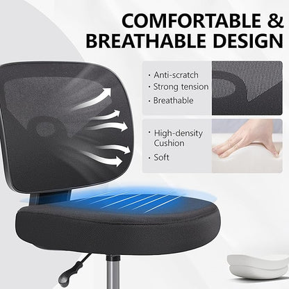 Primy Office Drafting Chair Armless, Tall Office Desk Chair Adjustable Height and Footring, Mid-back Ergonomic Standing Desk Chair Mesh Rolling Tall Chair for Art Room, Office or Home(Black)