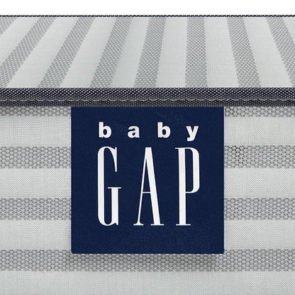 babyGap by Delta Children Charlie 6-in-1 Convertible Crib TrueSleep Crib and Toddler Mattress (Bundle), Grey