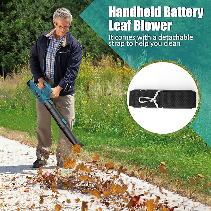Leaf Blower - 320CFM 180MPH 21V Leaf Blower Cordless with 2 X 5.0 Ah Battery & Charger, Electric Leaf Blower Battery Powered Leaf Blower Lightweight for Snow Blowing & Lawn Care Yard Cleaning