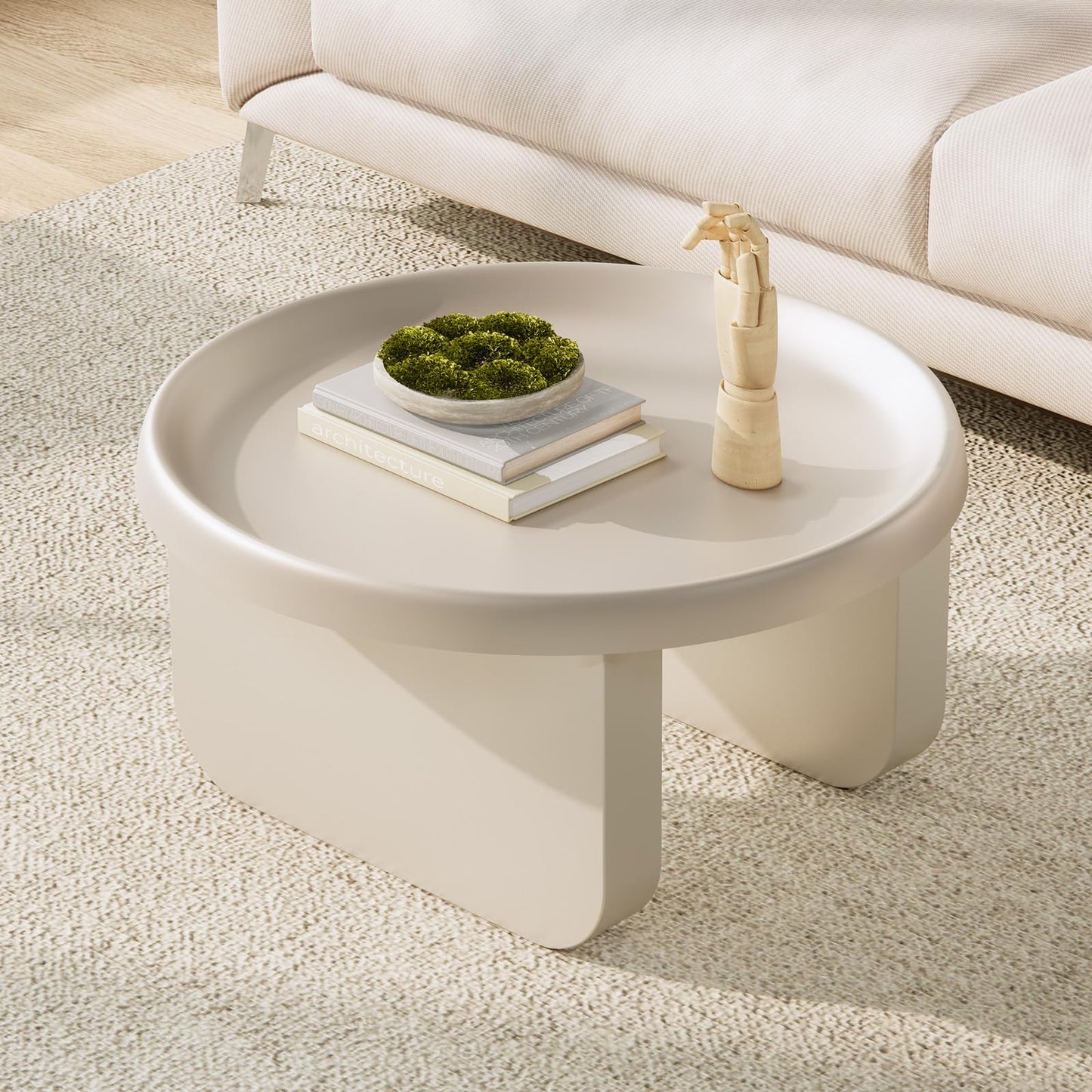 Round Coffee Table,Modern Coffee Table,Unique Circle Coffee Tables,Metal Center Table for Living Room (Black, 29.5 x 16.5)