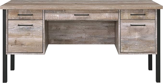 Coaster Furniture Samson 4-Drawer Writing Desk Weathered Oak and Black 801950