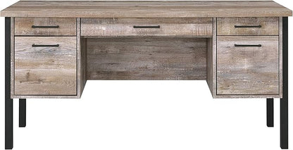 Coaster Furniture Samson 4-Drawer Writing Desk Weathered Oak and Black 801950