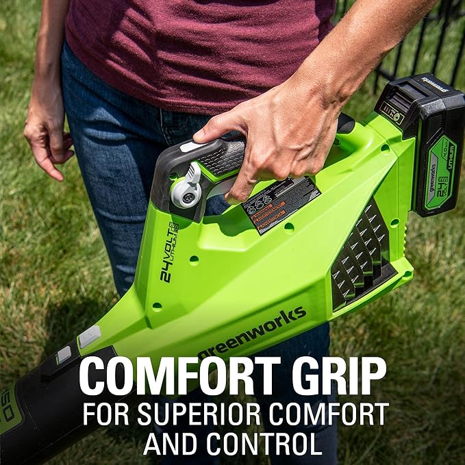 Greenworks 24V (110 MPH / 450 CFM / 125+ Compatible Tools) Cordless Brushless Axial Leaf Blower, Tool Only