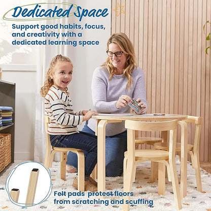 ECR4Kids ECRKids Seating, 5-Piece Table and Chairs Set, Natural