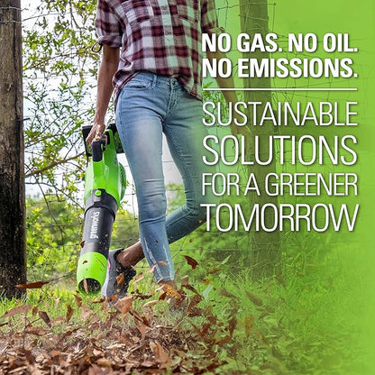 Greenworks 48V (2 x 24V) Cordless Axial Leaf Blower (125 MPH / 515 CFM / 125+ Compatible Tools), (2) 2.0Ah Batteries and Dual Port Charger Included