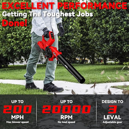 Leaf Blower, Cordless Leaf Blower for Milwaukee M18 Battery, 3 Speed Modes Up to 200MPH, 270° Rotatable Electric Leaf Blower with 4 Blowing Nozzles for Lawn Care and Yard(Battery Not Included)