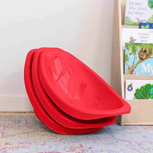 ECR4Kids Leaf Floor Seat, Rocker Chair, Red, 6-Piece