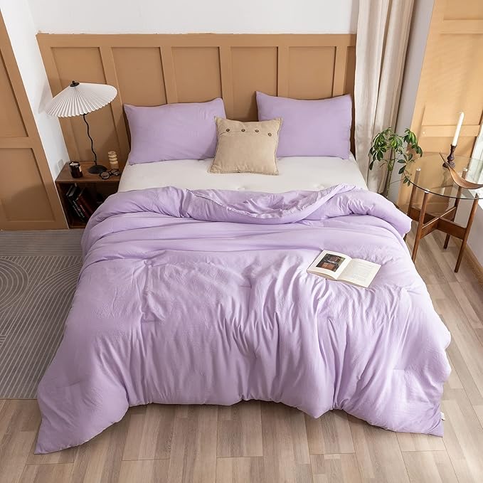 ROSGONIA California King Comforter Set Lavender, 3pcs (1 Boho Purple Cal King Comforter & 2 Pillowcases), All Season Bedding Bedspread Blanket Quilts