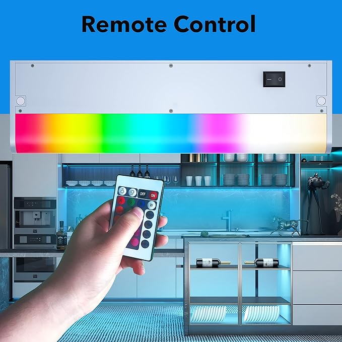 LED Smart Under Cabinet Lights Hardwired or Plug in White and Color Ambiance Dimmable with Remote Control Work with Amazon Alexa, Google App Controlled Under Counter Lighting (12 Inch)