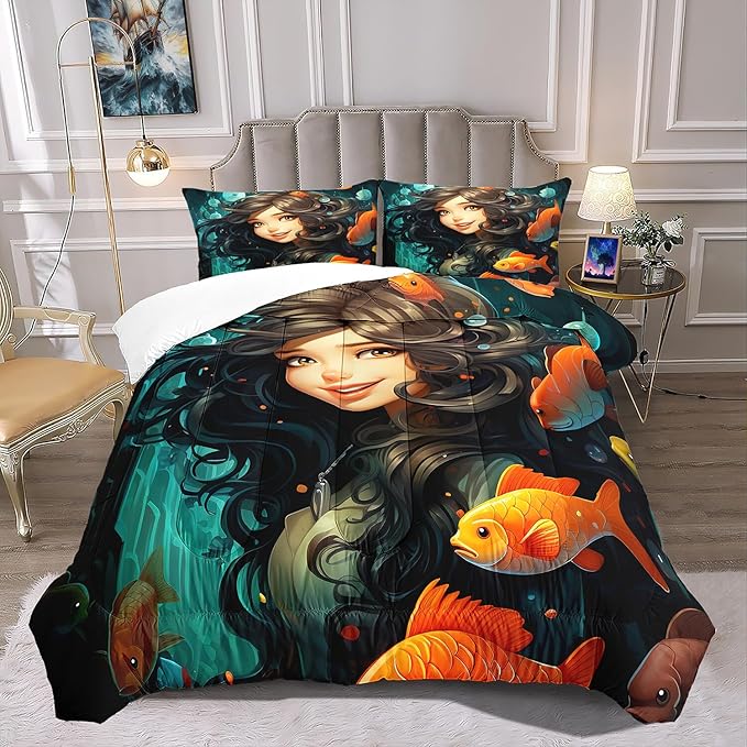 Princess Bedding - Girls Comforter Set Princess Comforter Set Full Comforter Set for Girls Bedroom Decor Kids Comforter Sets Gifts for Girls Full Size Quilt Set with 2 Pillowcases