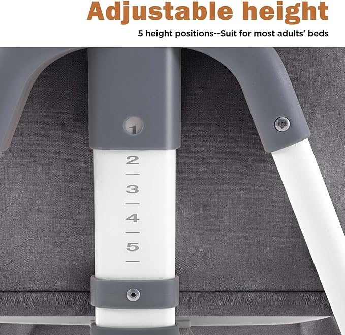 4 in 1 Baby Bassinet, Rocking Bassinets Bedside Sleeper with Comfy Mattress and Wheels, Height Adjustable Easy Folding Portable Bedside Crib for Newborn Infant,Dark Gray