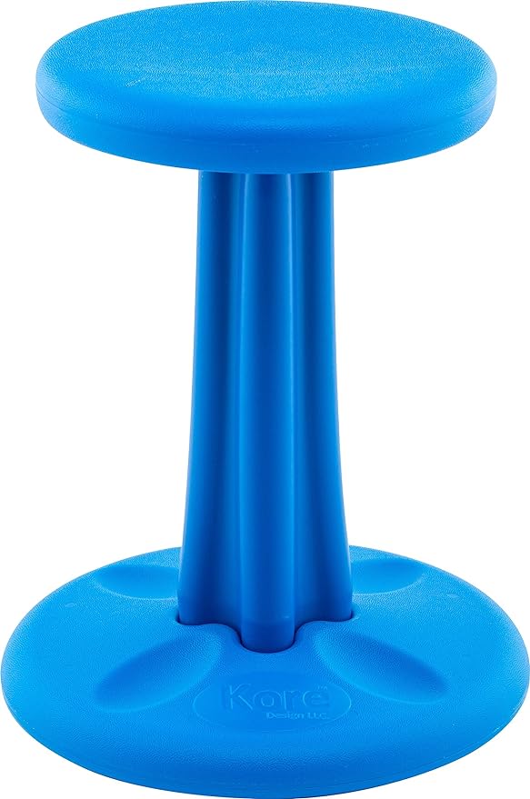 Kore Kids Junior Wobble Chair - Flexible Seating Stool for Classroom, Elementary School, ADD/ADHD - Made in The USA - Junior- Age 8-9, Grade 3-4, Blue (16in)