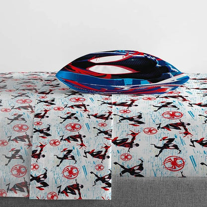 Marvel Spiderman Across The Spider-Verse Glitch 5 Piece Twin Size Bed Set - includes Comforter & Sheet Set Bedding - Super Soft Fade Resistant Microfiber (Official Product)