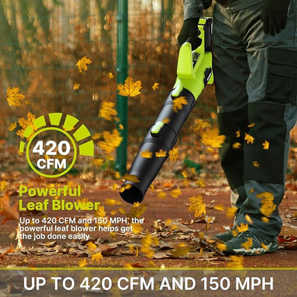 Leaf Blower, 21V Electric Cordless Leaf Blower, 2 X 2.0Ah Batteries and Charger Included, Lightweight Leaf Blower for Patio Cleaning, Lawn Care, Blowing Leaves and Dust, etc.