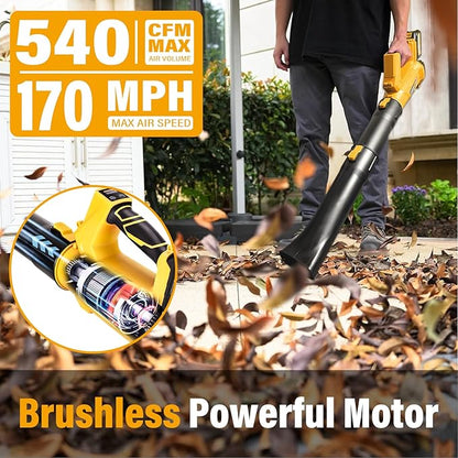 Leaf Blower Cordless Blowers for Lawn Care and 20V Electric Leaf Blower with 2 * 6.0Ah Battery Powered, Fast charger 540CFM/170MPH & 6 Speed Mode Adjustment