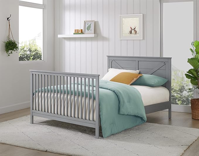 Oxford Baby Montauk Crib to Full-Size Bed Conversion Kit, Farmhouse Gray, GreenGuard Gold Certified