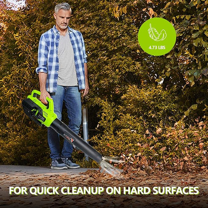 Leaf Blower Cordless,580CFM/160MPH Electric Leaf Blower with 4.0Ah Battery and Fast Charger, Lightweight Leaf Blowers for Lawn Care, Yard, Garage, Patio & Sidewalk Blowing