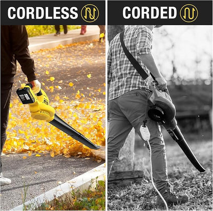 Leaf Blower, Lightweight Cordless Leaf Blower with 2 Battery & Charger for Patio, Electric 20V Battery Powered Leaf Blower for Leaf/Snow/Dust Blowing