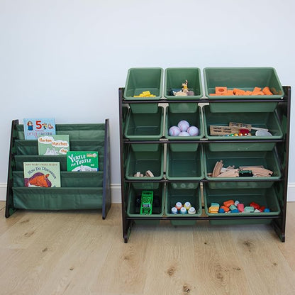 Humble Crew, Army Green Camo Hunter Toy Organizer with 12 Plastic Storage Bins