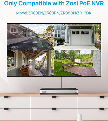 ZOSI ZG2615E 5MP PoE IP Camera Bullet Camera with Night Vision for Outdoor Indoor Power Over Ethernet Surveillance System,Only Work with ZOSI PoE NVR,ZR16DK,ZR08EN,ZR08DN,ZR08PN