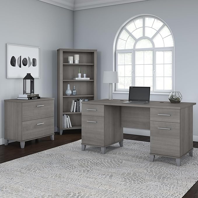 Bush Somerset 2-Drawer Lateral File Cabinet, Letter/Legal, Platinum Gray, 30-Inch (WC81280)
