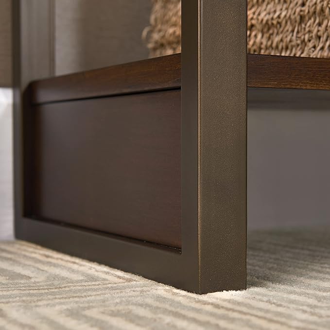Leick Home Riley Holliday Computer Desk with Dropfront Keyboard Drawer, FURNITURE, Espresso/Gold