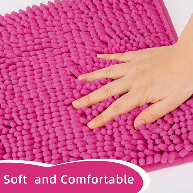 Locker Rug school girl rugs Carpet Chenille 100% Microfiber Locker Carpet with Non Skid Backing Locker Decorations (Rose Red, 11.5X17.5)