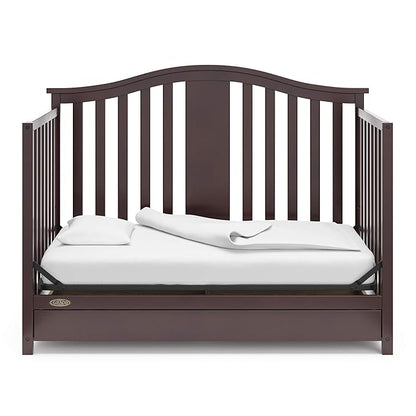 Graco Solano 4-in-1 Convertible Crib with Drawer (Espresso) – GREENGUARD Gold Certified, Crib with Drawer Combo, Includes Full-Size Nursery Storage Drawer, Converts to Toddler Bed and Full-Size Bed