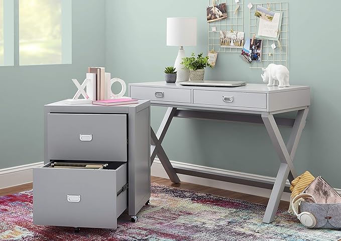 Linon Grey 2-Drawer Writing Jaycee Desk