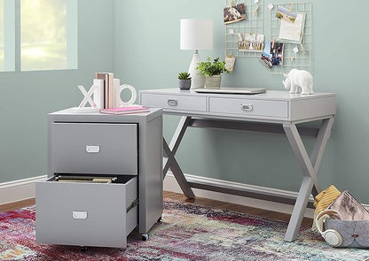 Linon Grey 2-Drawer Writing Jaycee Desk